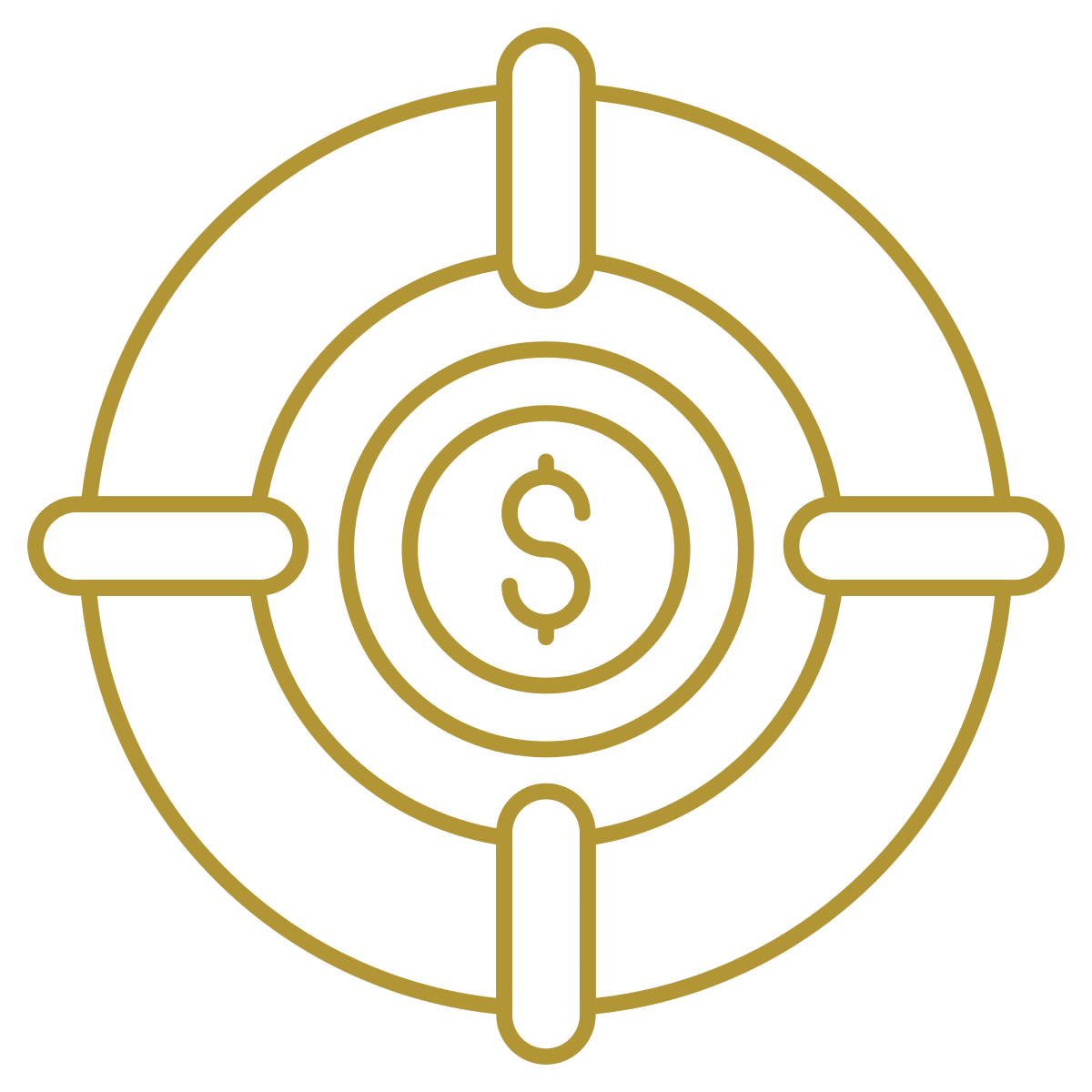 Gold dollar sign inside a target icon