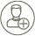 Icon of a person with a plus sign in a circle.