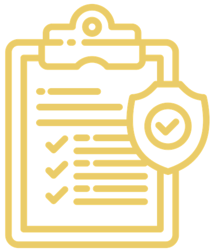 Clipboard with checkmarks and shield icon