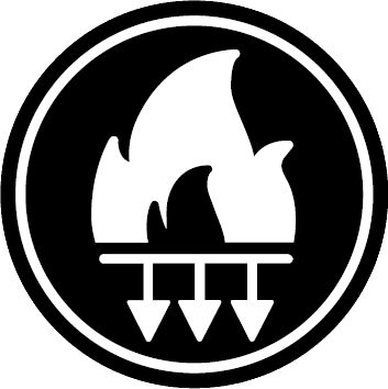 Fire icon with three downward-pointing arrows