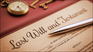 Last Will and Testament document with a pen and keys.