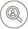 Magnifying glass icon focused on a person profile