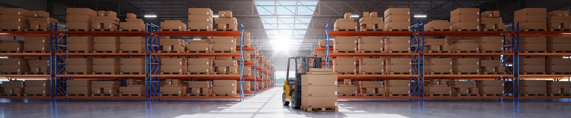 warehouse with fork truck