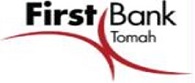 First Bank Tomah logo with red curved lines