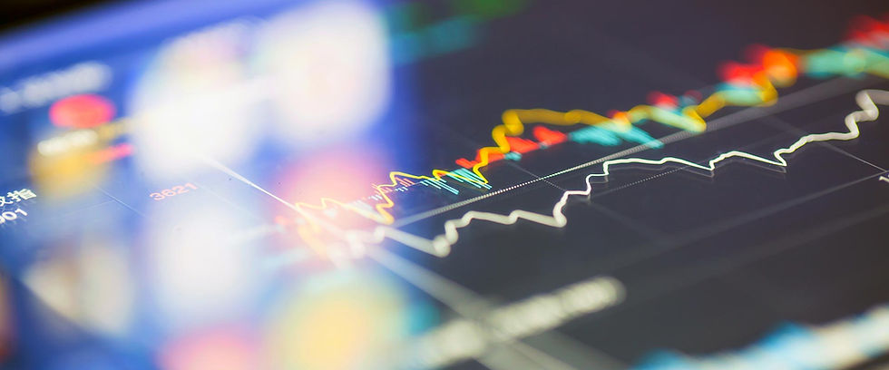 Stock market line charts showing financial data fluctuations