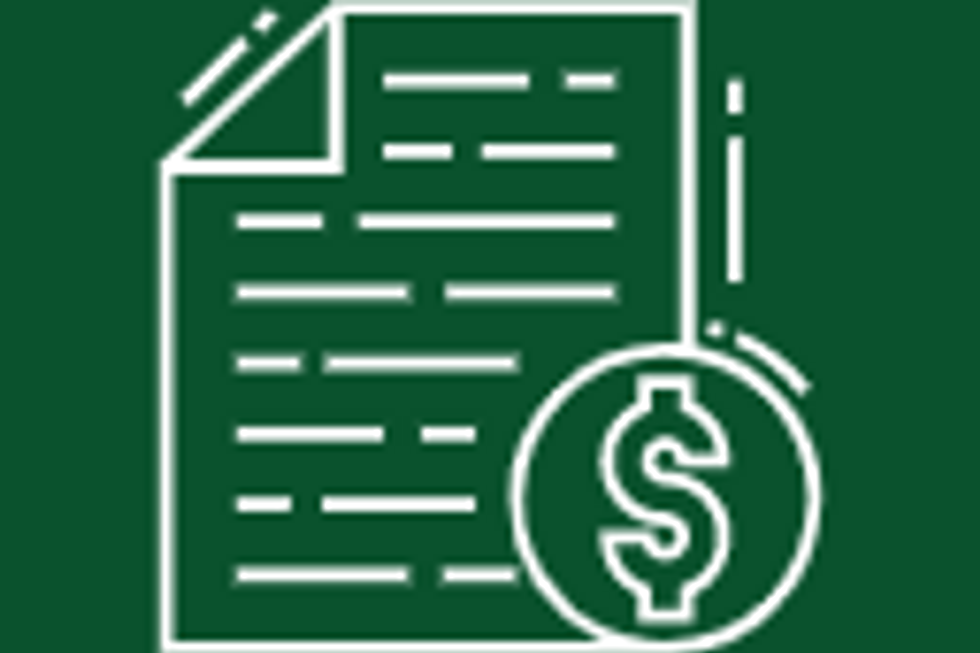 Icon of a financial document with a dollar sign coin