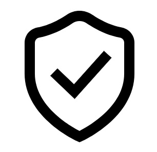 Shield icon with a checkmark representing secure services