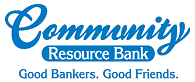 Community Resource Bank logo with tagline Good Bankers. Good Friends.