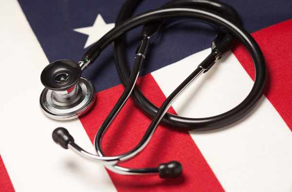 Stethoscope on American flag for Medicare