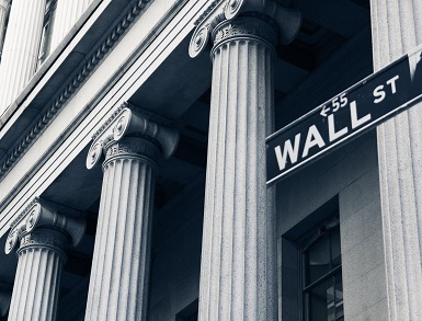 Wall Street sign and neoclassical columns