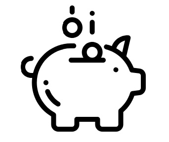 Piggy bank icon with coins falling into it