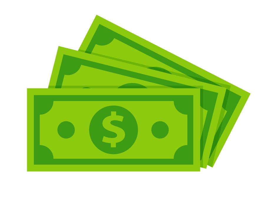 Fanned stack of green dollar bills icon