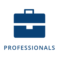 Blue briefcase icon with the word PROFESSIONALS