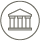 Icon of a classical building with columns inside a circle