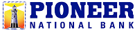 Pioneer National Bank logo with lighthouse illustration