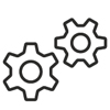 Two interlocking gears icon representing a strategic approach.