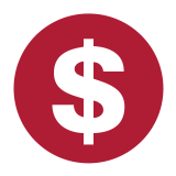Dollar sign icon in a red circle