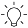 Glowing light bulb icon representing new ideas.