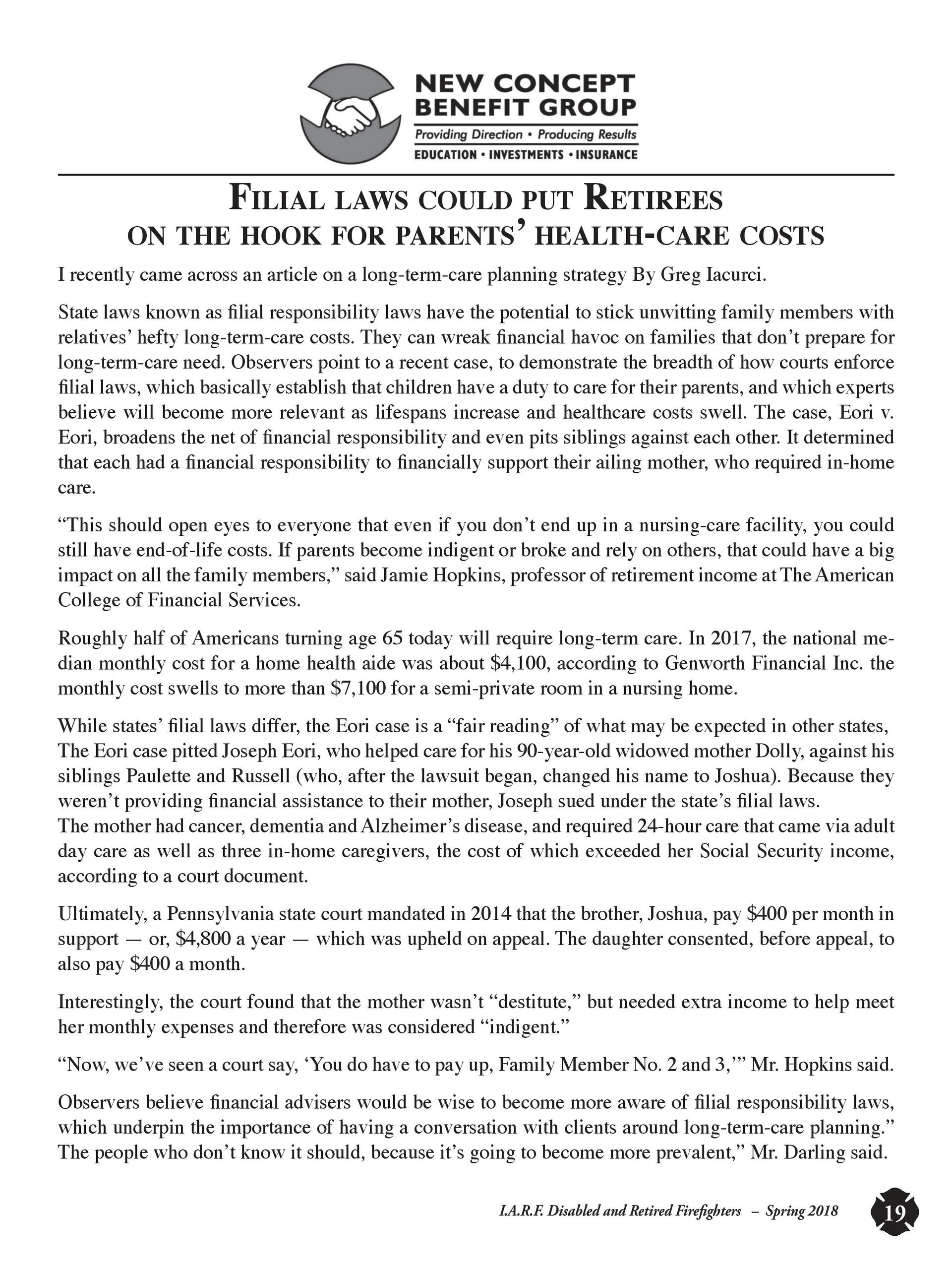 Article: Filial Laws Could Put Retirees on the Hook for Parents' Health-Care Costs