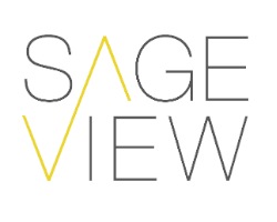 SageView logo with minimalist text and a yellow accent line
