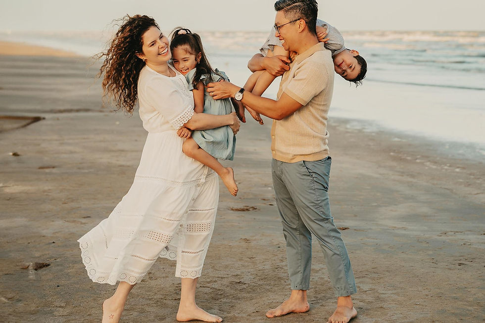 Chris's family playing on the beach