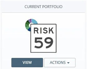 Current portfolio analysis showing a risk score of 59.