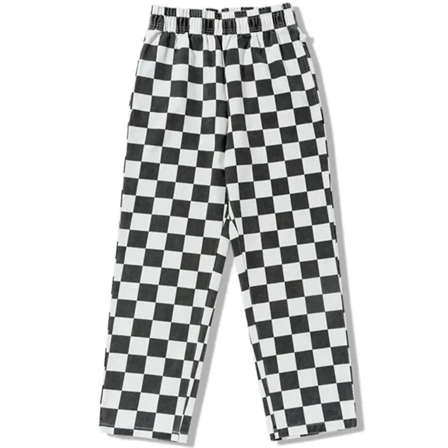 COOKMAN CHEF PANTS SEMIWIDE WASHED DUCK CANVAS CHECKER BLACK