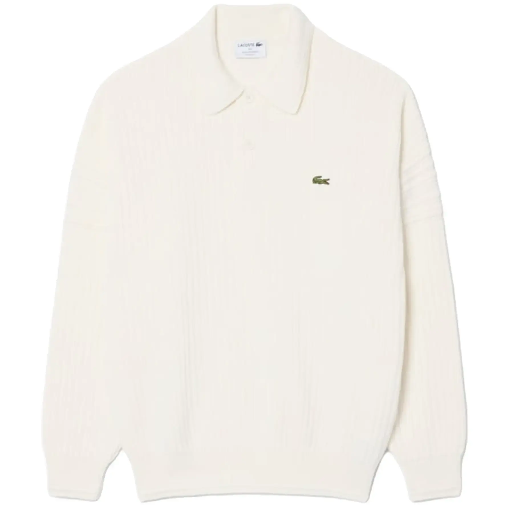 LACOSTE PULL COL POLO AH8574 BLANC FARINE à plat