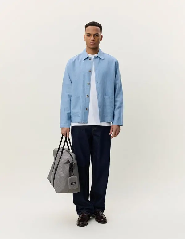 Miniature : LES DEUX SURCHEMISE LINEN FADED DENIM BLUE