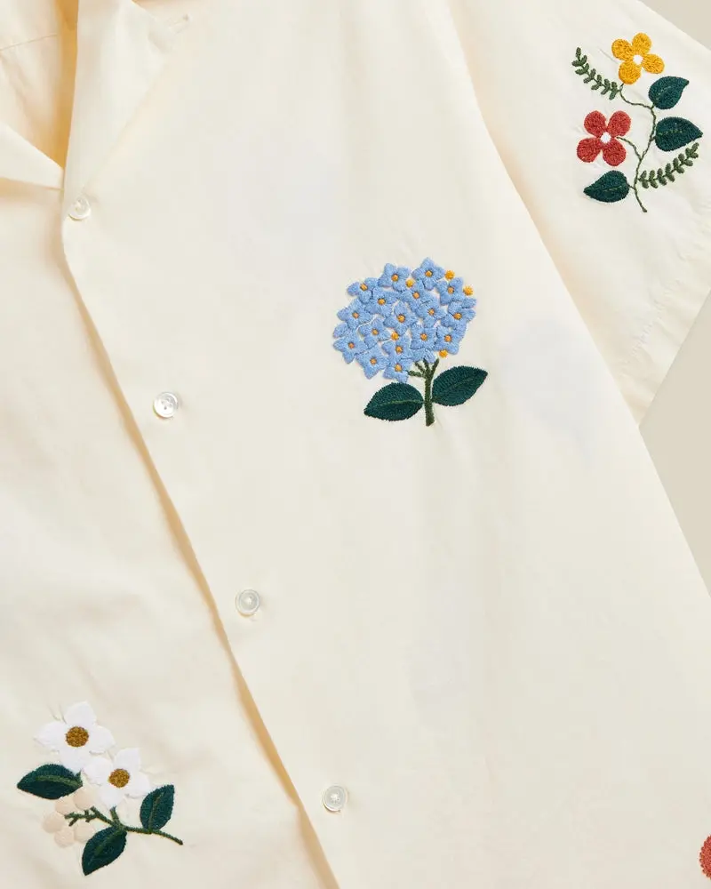 Miniature : PORTUGUESE FLANNEL CHEMISE MC EMBROIDERY FLOWERS