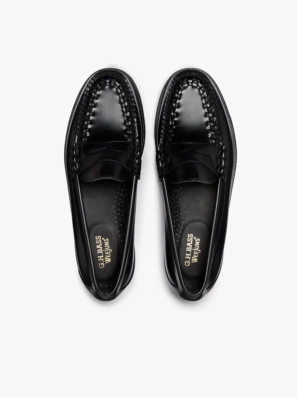 Miniature : G.H. BASS WEEJUNS LARSON WEAVE LOAFERS BLACK LEATHER