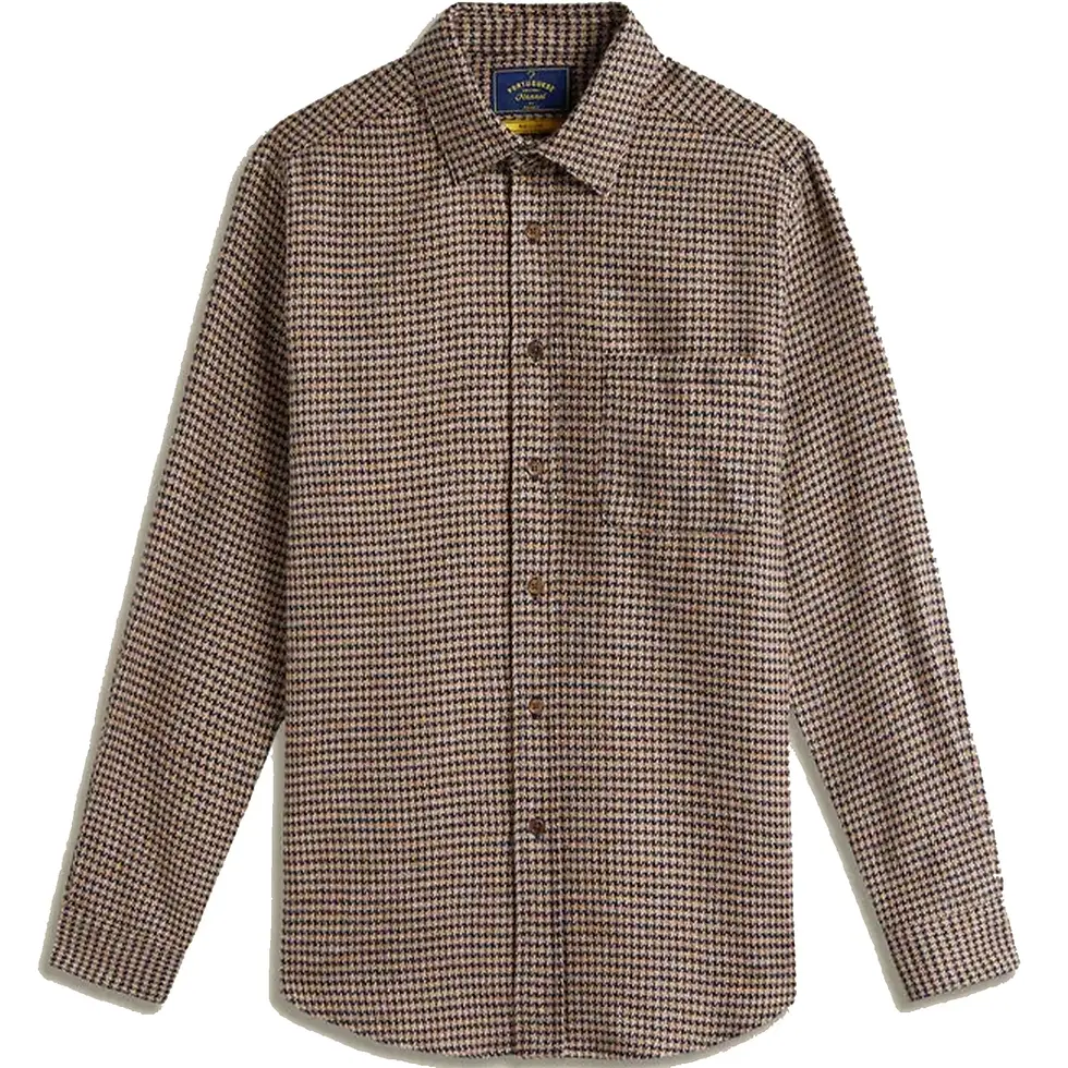 PORTUGUESE FLANNEL CHEMISE ABSTRACT PIED DE POULE NAVY