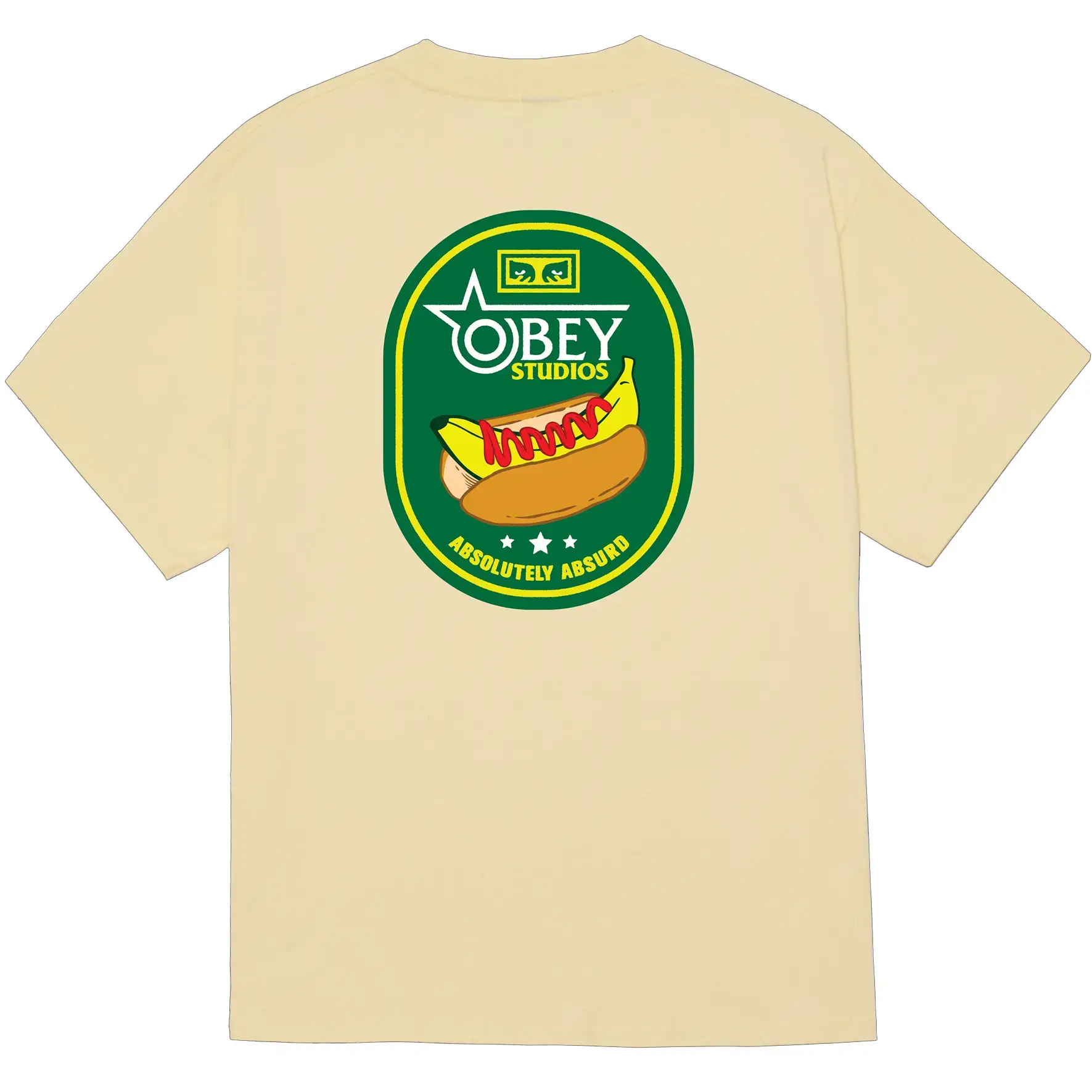 OBEY T-SHIRT ABSOLUTELY ABSURD PALE YELLOW