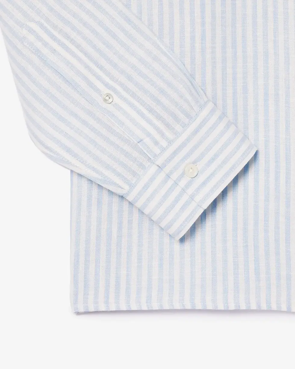 Miniature : LACOSTE CHEMISE LIN CH6985 BLEU BLANC