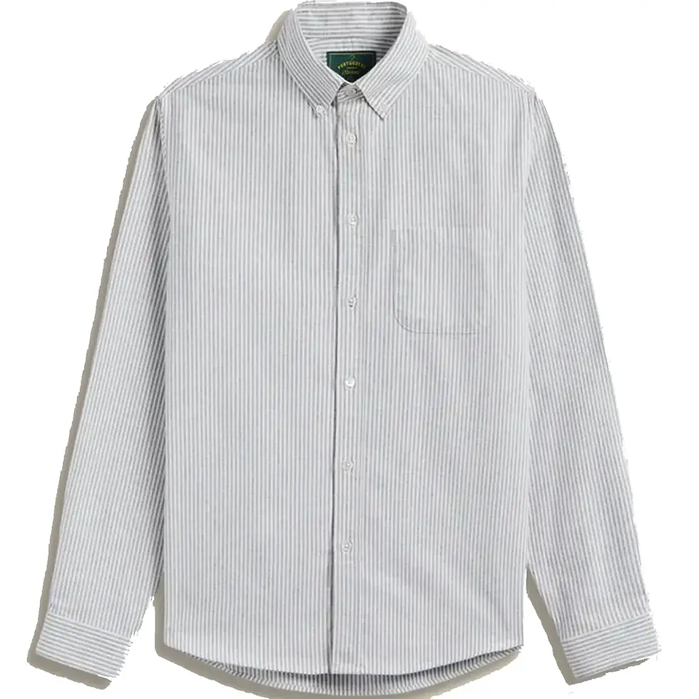 PORTUGUESE FLANNEL CHEMISE BRUSHED OXFORD STRIPE MOSS GREEN