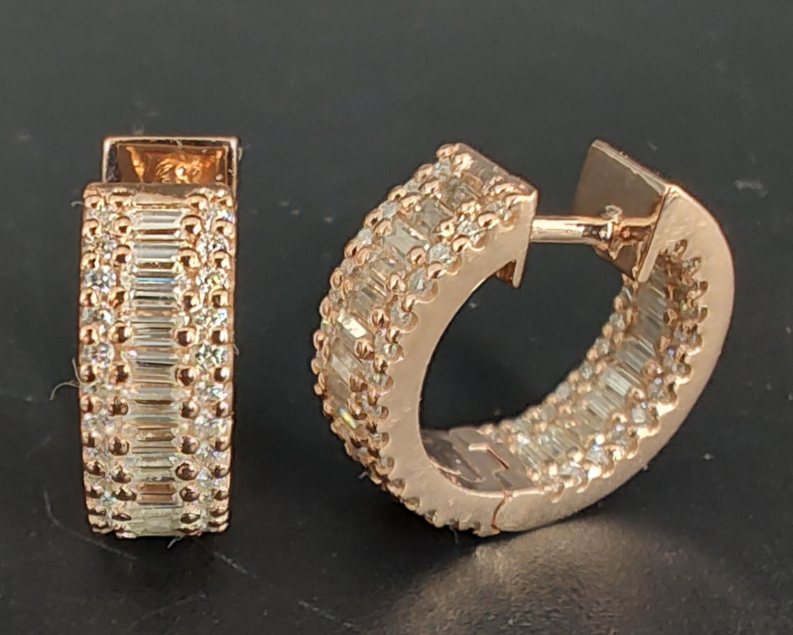 Baquette Diamond Hoop Earring for Men