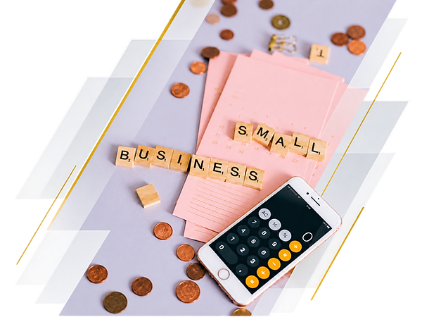 Small business blocks with phone and coins