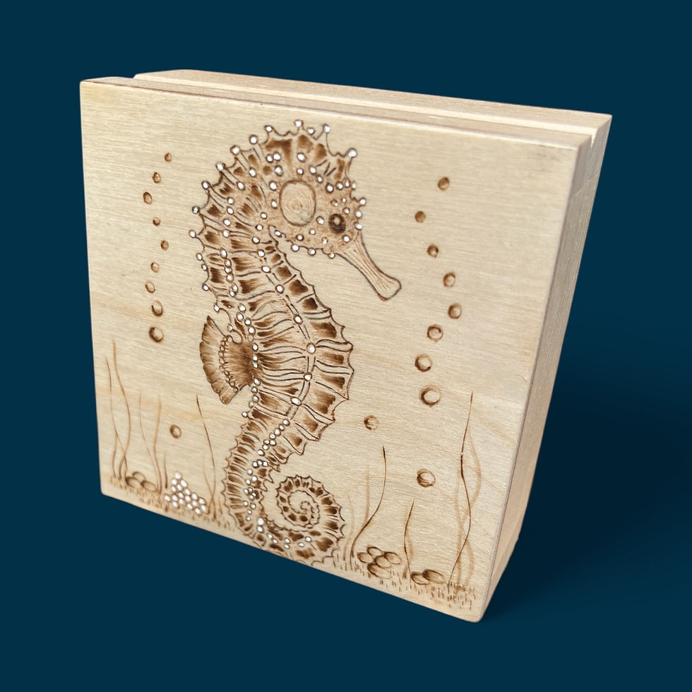 Thumbnail: Hand Pyrography Creature and Critter Trinket Box