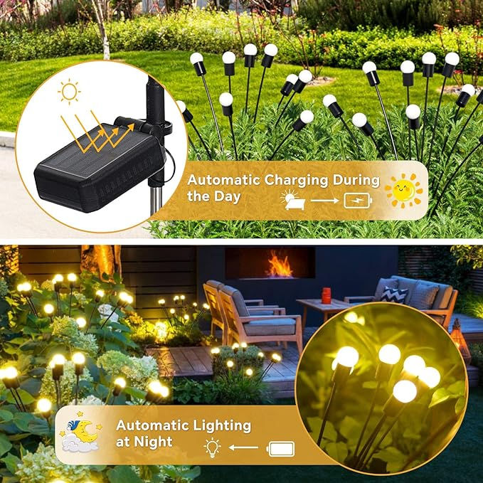 Thumbnail: Waterproof Firefly Outdoor Solar Lights - 2 Pack 20 LED bulb, Warm or Colorful