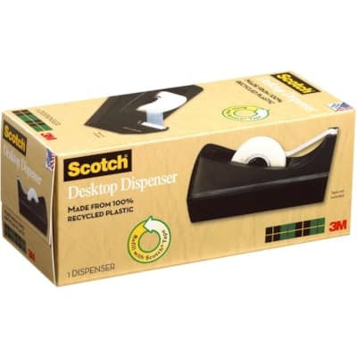 3M Scotch C38 Desktop Tape Dispenser - Holds Total 1 Tape(s) - 25.4mm Core - Bla