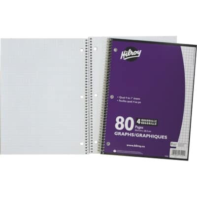 Hilroy 4:1 Executive Coil One Subject Notebook - 80 Sheets - Wire Bound - Assort