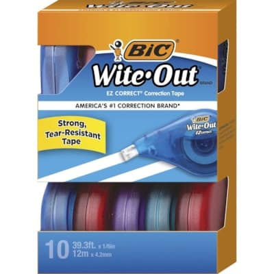 BIC Wite-Out EZ CORRECT Correction Tape - 0.16"" (4.06 mm) Tape Width x 39.3 ft
