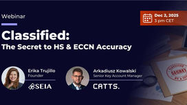 Upcoming Webinar: Classified - The Secret to HS & ECCN Accuracy
