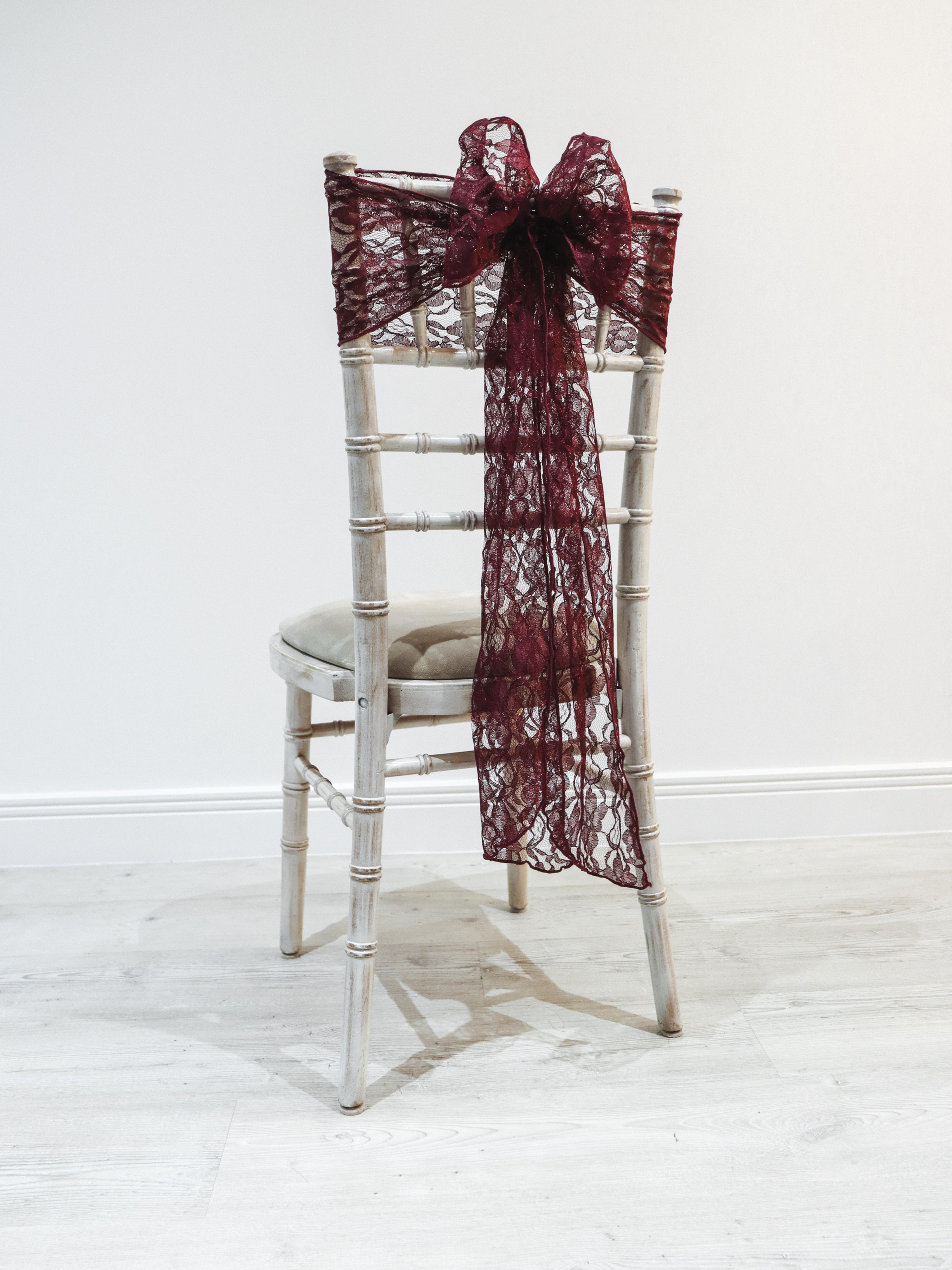 Burgundy Lace Chair Bow