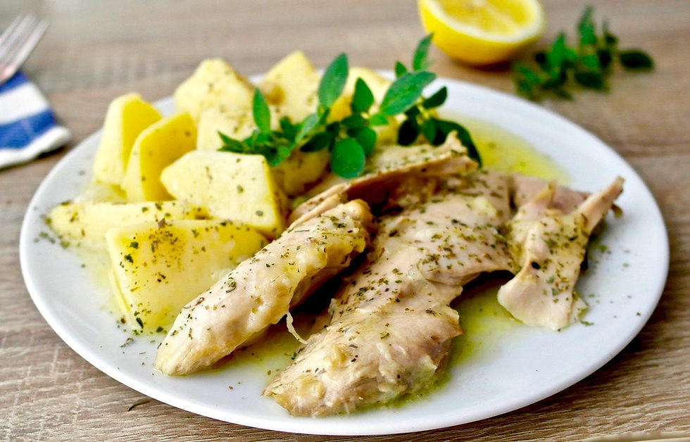 Greek lemon chicken and potatoes at a Little Falls NJ restaurant