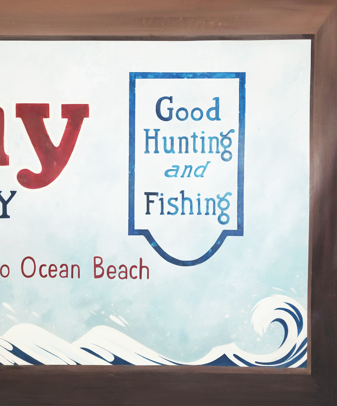 A painted mural of a restored version of a historical Delray Beach Billboard, displayed at Palm Trail Grill in Delray Beach, FL