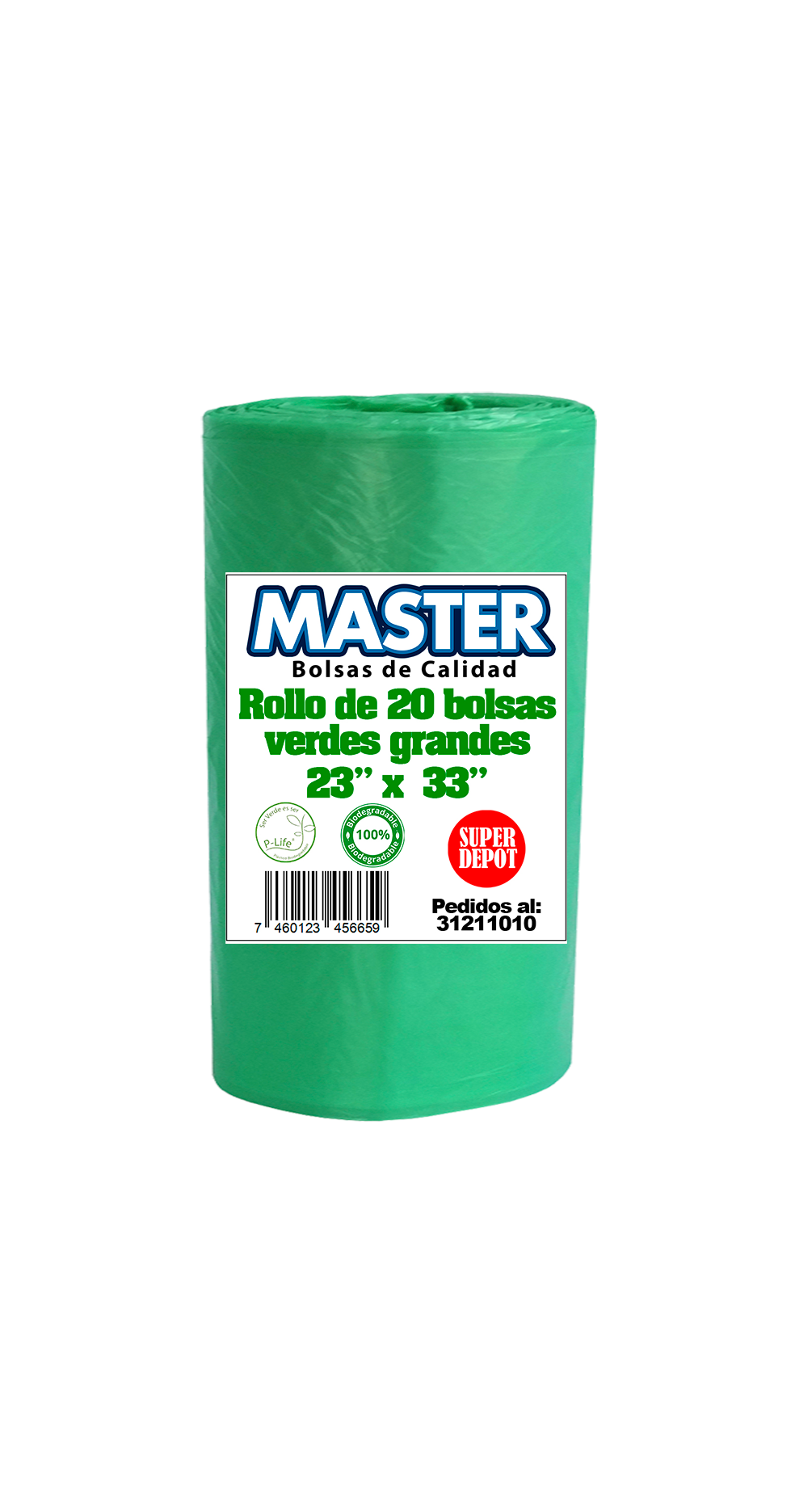 ROLLO 20 BOLSAS VERDES GRANDES 23"X33" MASTER
