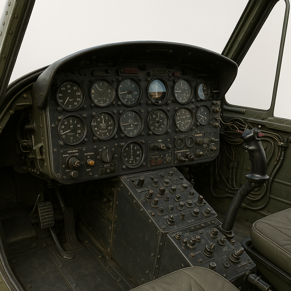 Aircraft cockpit displaying gauges and controls for flight operations AERO360