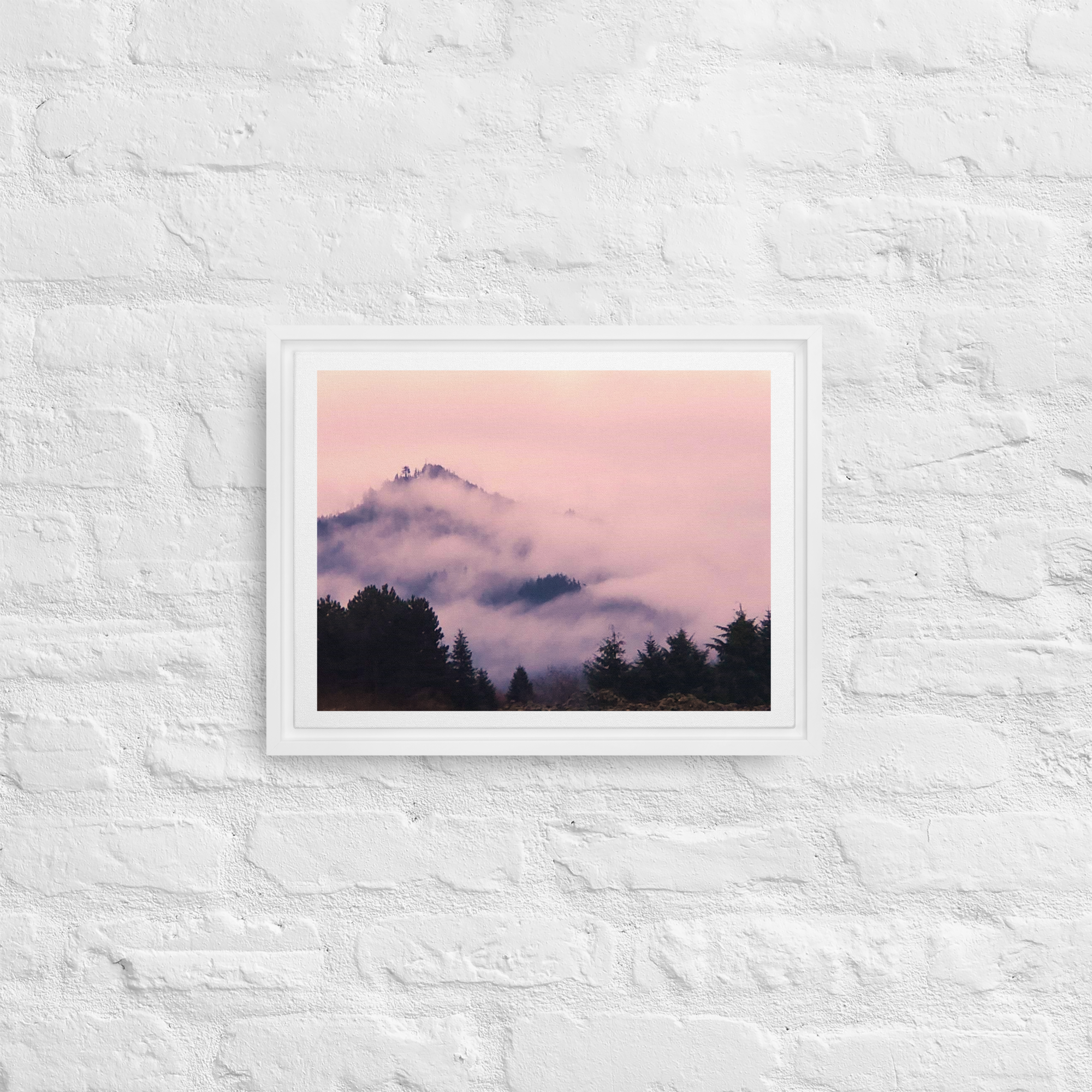 Framed canvas - Misty Morning Hill