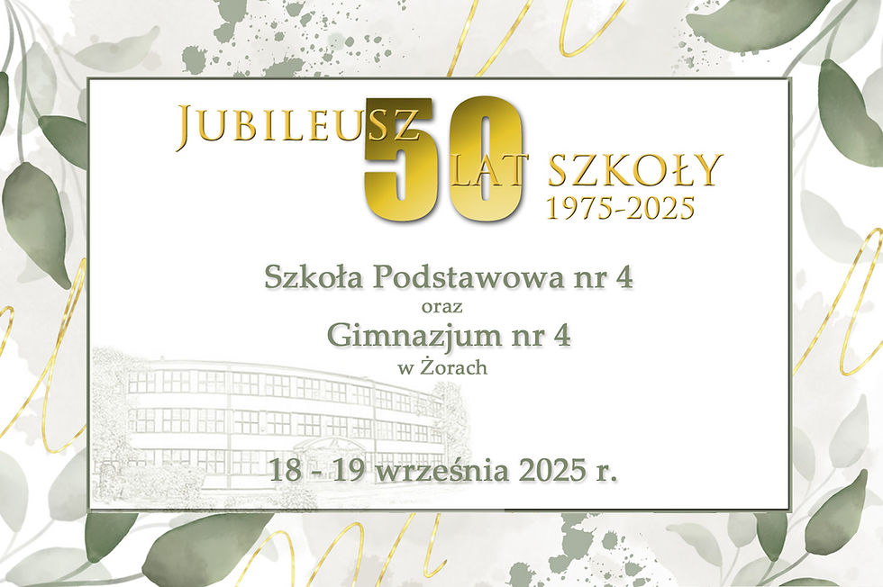 Kartka okolicznościowa informująca o jubileuszu 50-lecia szkoły